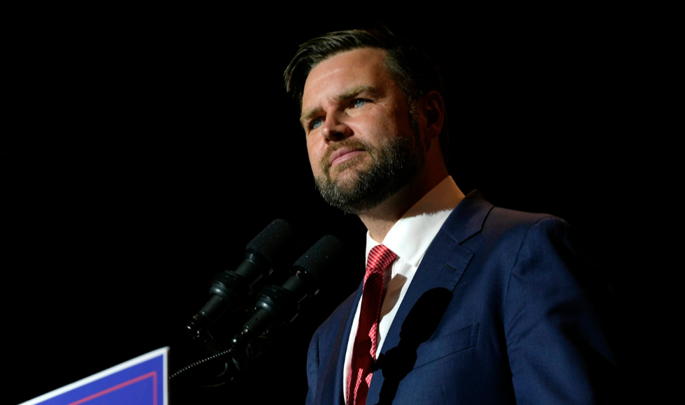 Republican vice presidential candidate Sen. JD Vance, R-Ohio, speaks at a campaign rally on July 22, 2024, in Middletown, Ohio.