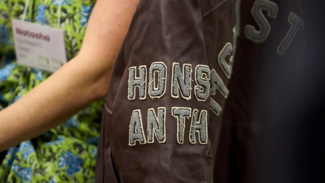 Person wearing an honours Anthropology jacket